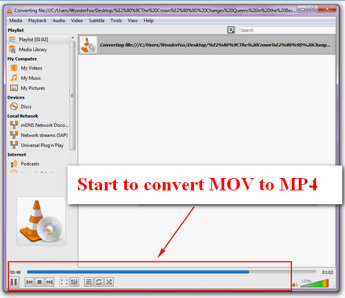 MOV to MP4 with VLC