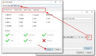 Create MOV Output Profile in VLC