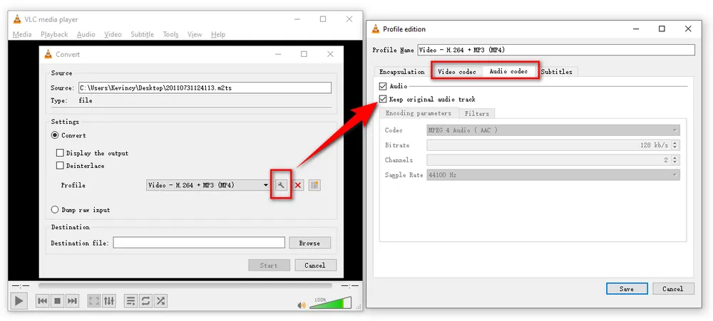 Change Video and Audio Codec Settings