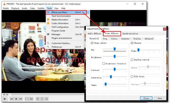 Adjust Effect Setting in VLC