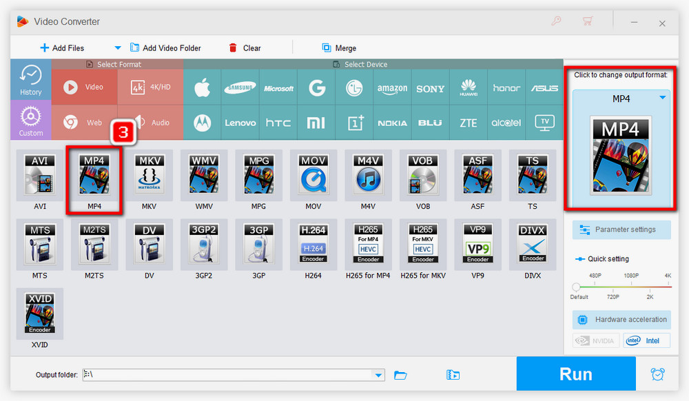 Choose the output format