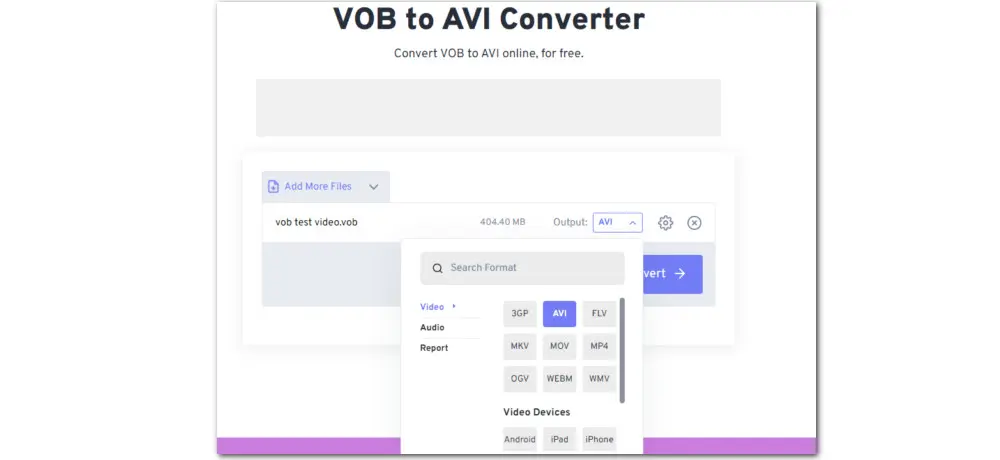 Online VOB AVI Converter