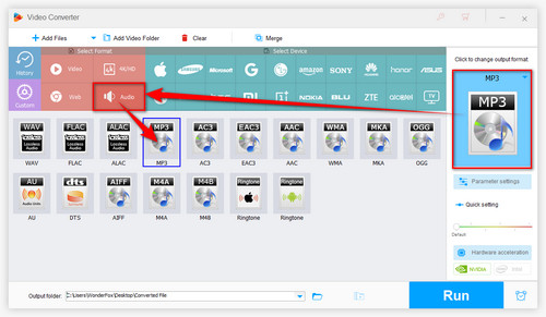 Select MP3 as Output Format