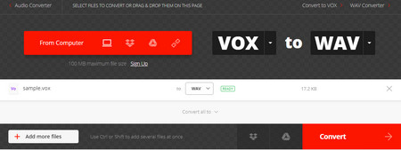 How to Use Online VOX to WAV Converter