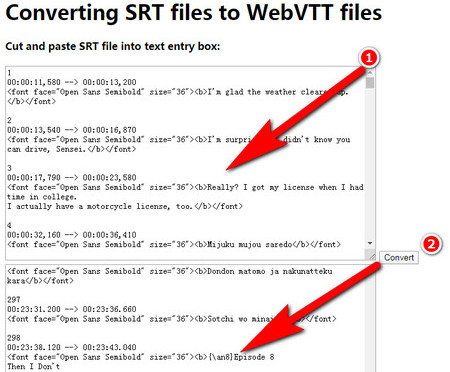Converting SRT to WebVTT