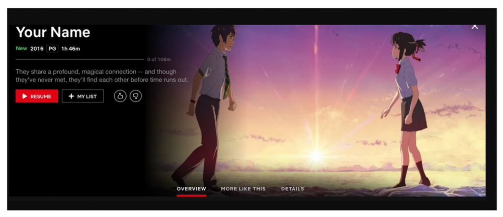 Kimi No Na Wa online stream on Netflix 