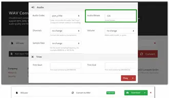 Change Bitrate of WAV File Online