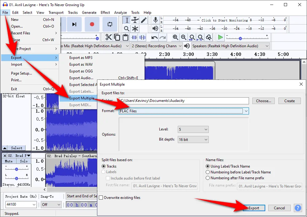 Convert WAV to FLAC Audacity