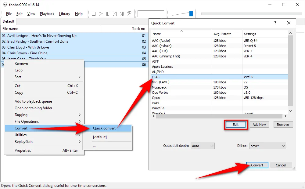 Foobar2000 WAV to FLAC Batch Conversion