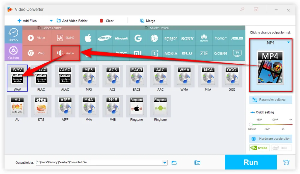 Select an Output Audio Format