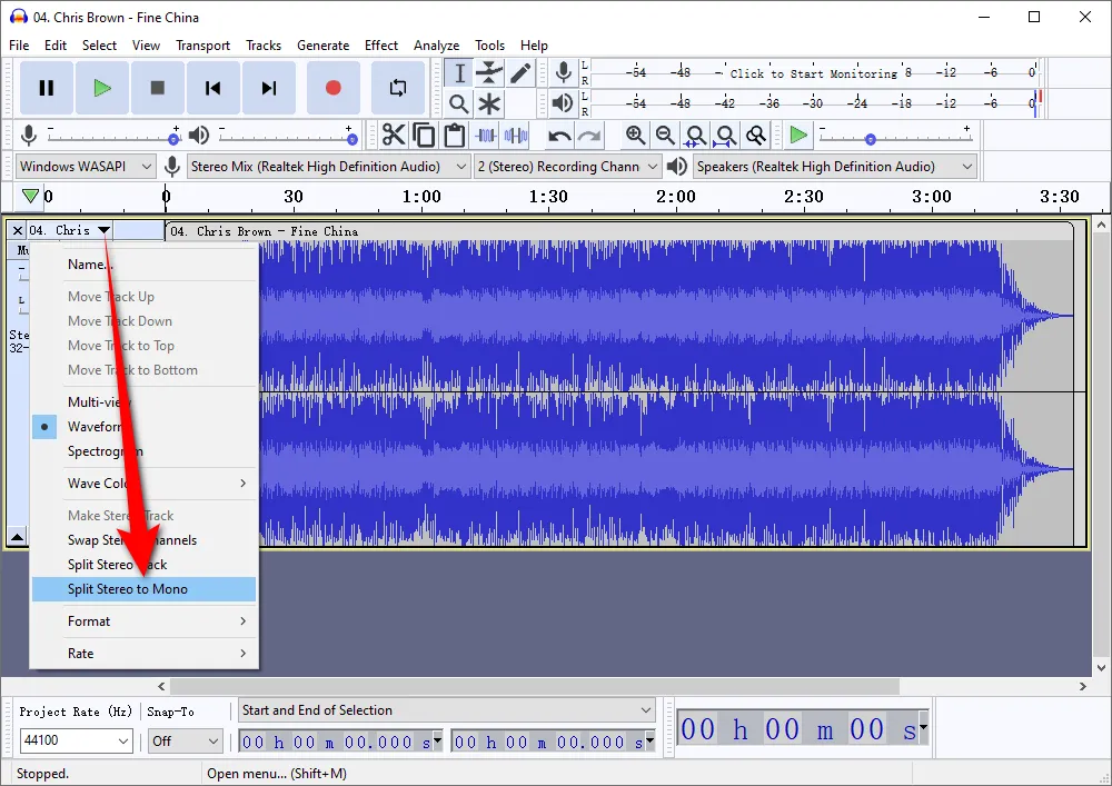 Convert Stereo WAV Files to Mono with Audacity