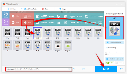 Choose MP3 as output format