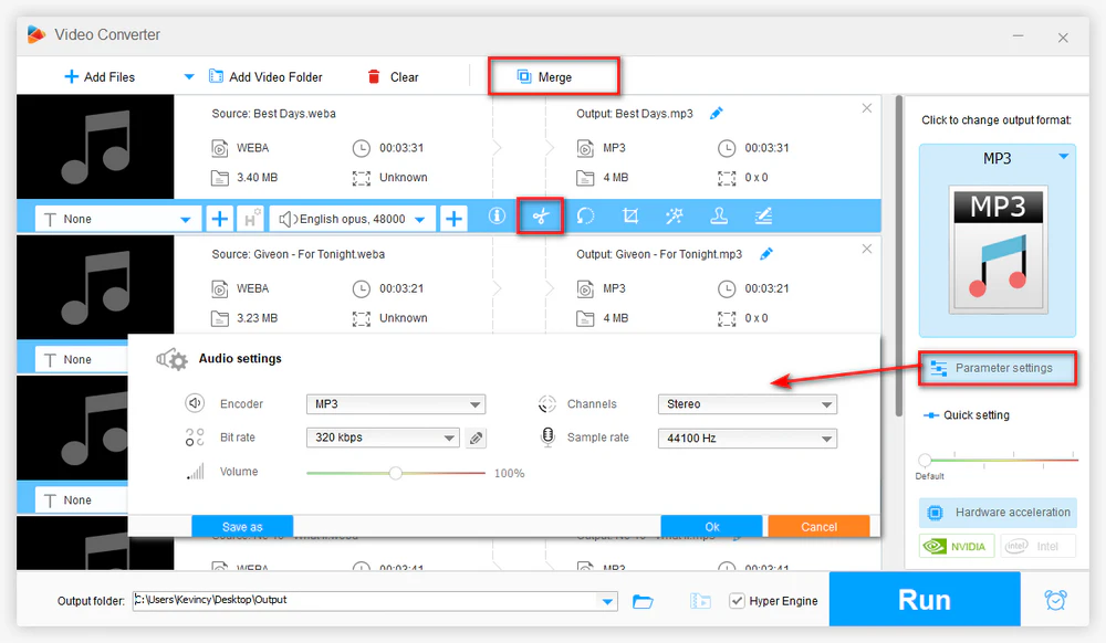 Customize WEBA Audio Settings