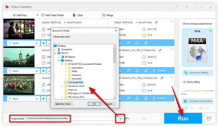 Convert WebM to M4A in Batches