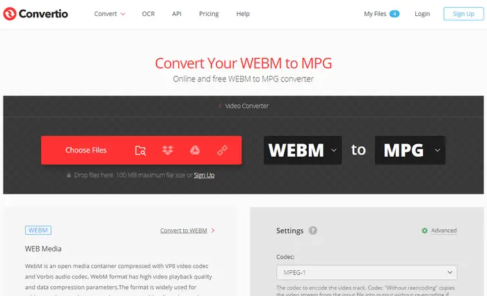 Online WebM to MPG Converter