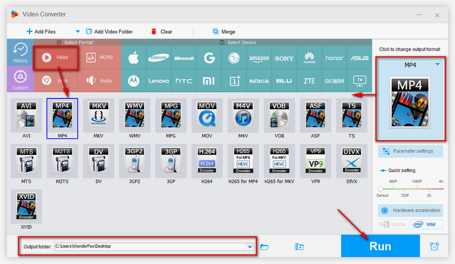 Select Output Format and Start Conversion