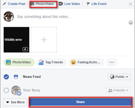 Upload a video to Facebook