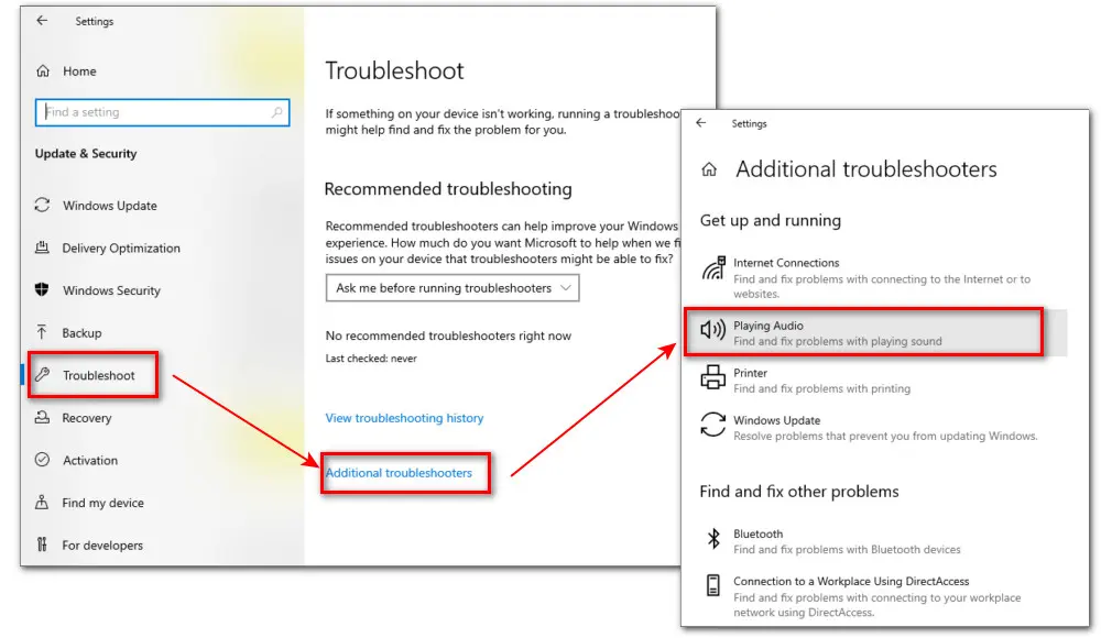 Run Troubleshooter on Windows 10