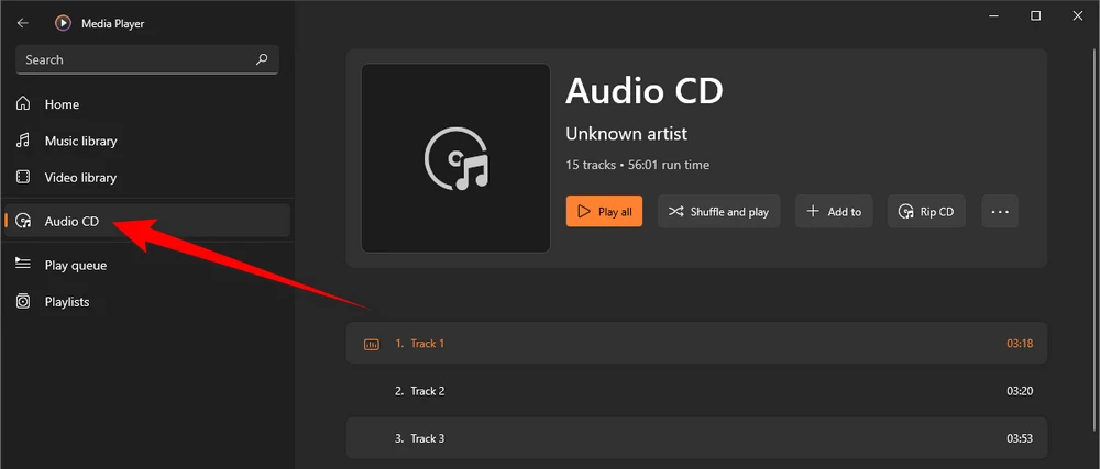 Display Audio CD in Media Player App