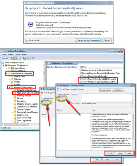 Turn Off Program Compatibility Engine and Assistant