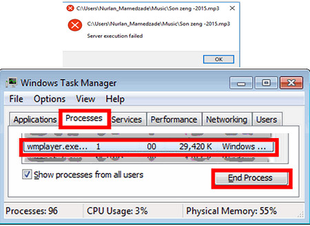 End WMP in Task Manager