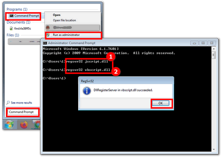 Register jscript.dll and vbscript.dll