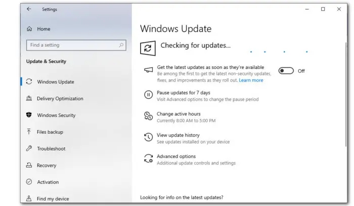 Check the Windows Updates