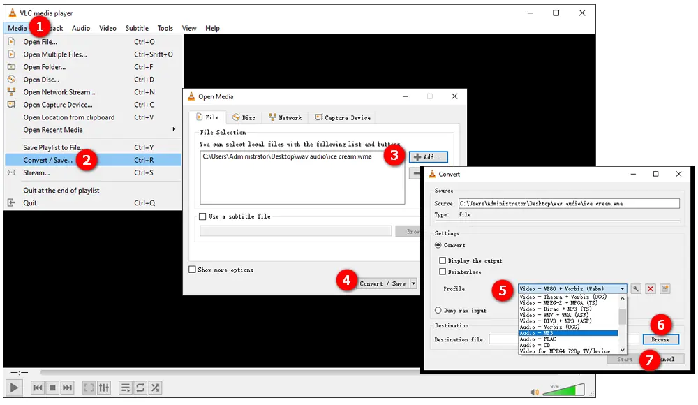 Convert WMA Files with VLC