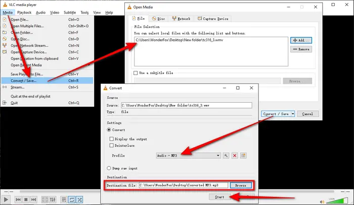 VLC Convert WMV to MP3