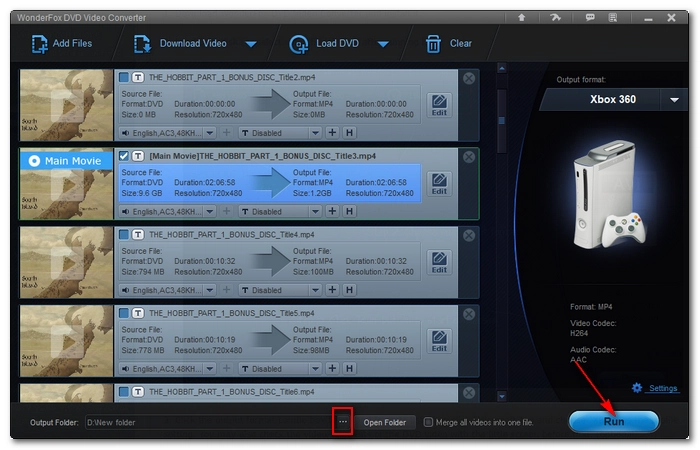 Load dvd or video source file