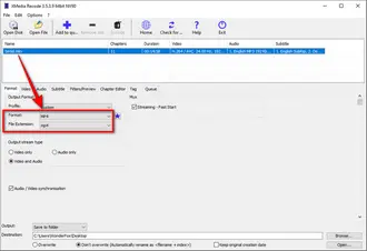 XMedia Recode Lossless MKV to MP4