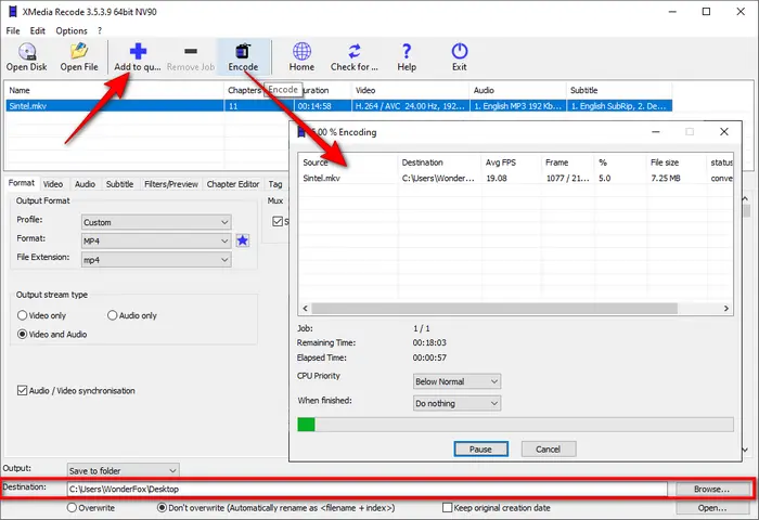 MKV to MP4 XMedia Recode