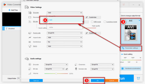 Select right output format and encoder