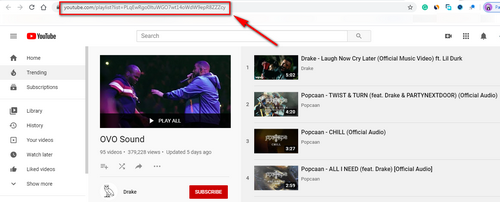 Copy the needed YouTube playlist URL