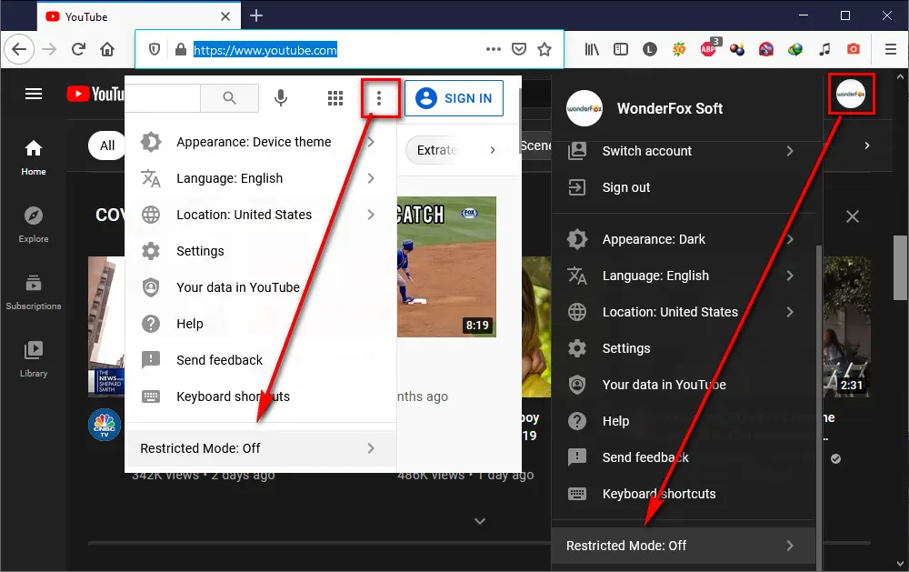 How to Turn on or off Restricted Mode on YouTube