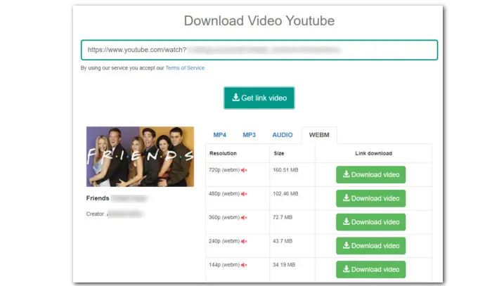 Convert YouTube to WebM Online