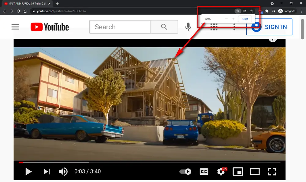 Zoom in on YouTube Video