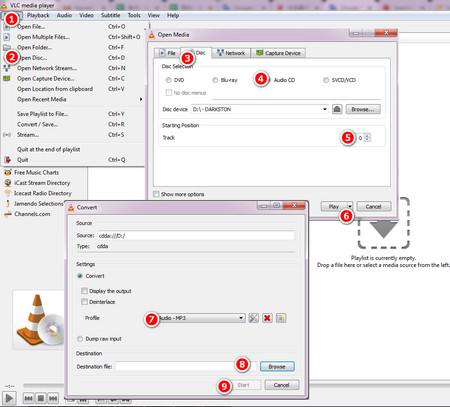 how to rip audio cd to mp3 with vlc