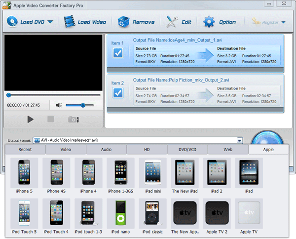 Apple Video Converter Factory Pro convert video to iPod Touch