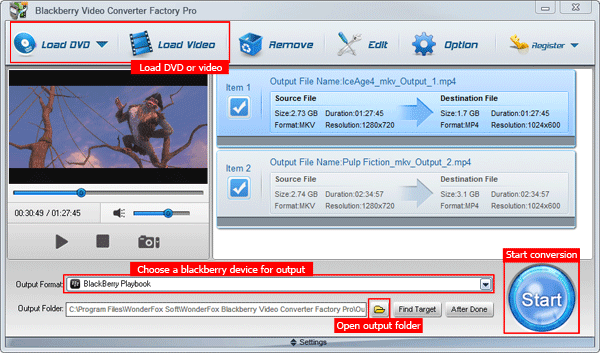 Step of convert DVD or video to BlackBerry 9650