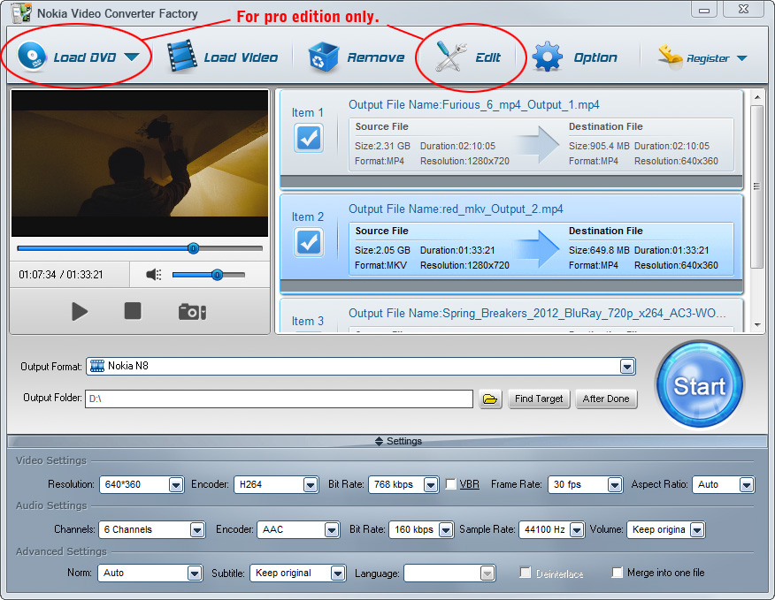 Free Nokia Video Converter Factory screenshot